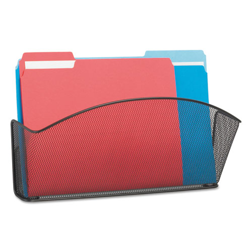 Onyx Mesh Wall Pocket, Letter Size, Black, 12" x 3" x 9", Black,OPEN