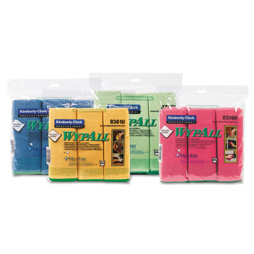 WypAll® Microfiber Cloths, Reusable, 15.75 x 15.75, Blue, 24/Carton