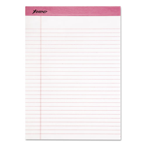 Ampad® Pink Writing Pad, Legal/Wide, 8 1/2 x 11, Pink, 50 Sheets, 6