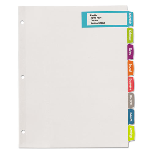 Big Tab Printable Large White Label Tab Dividers, 8Tab, 11 x 8.5