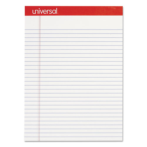 Perforated Ruled Writing Pads, Wide/Legal Rule, Red Headband, 50 Canary