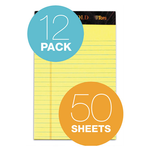 Docket Gold Ruled Perforated Pads, Narrow Rule, 50 CanaryYellow 5 x 8