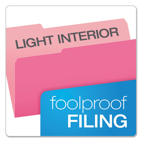 Colored File Folders, 1/3Cut Tabs Assorted, Legal Size, Pink/Light