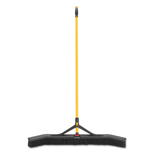 Maximizer PushtoCenter Broom, Poly Bristles, 36 x 58.13, Steel Handle, Yellow/Black