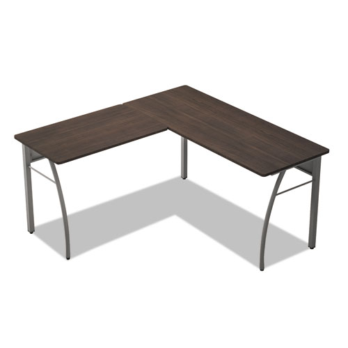 Trento Line L Shaped Desk Trento Line LShaped Desk, 59.13" x 59.13" x 29.5", Mocha/Gray
