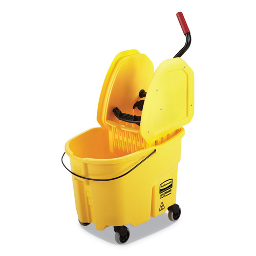 WaveBrake 2.0 Bucket/Wringer Combos, DownPress, 35 qt, Plastic, Yellow