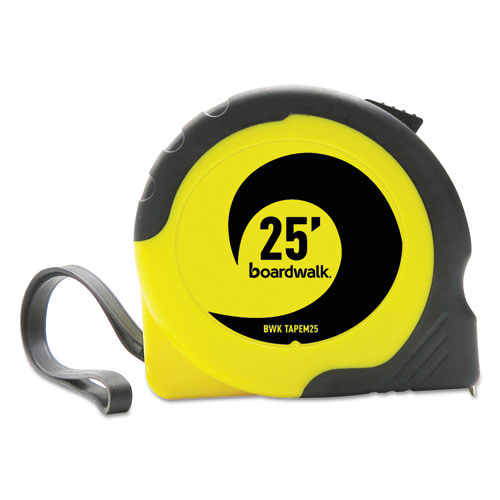 Easy Grip Tape Measure, 25 ft, Plastic Case, Black and Yellow, 1/ 16