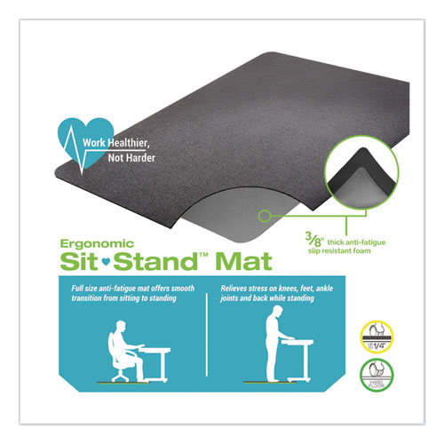 Ergonomic Sit Stand Mat, 48 x 36, Black