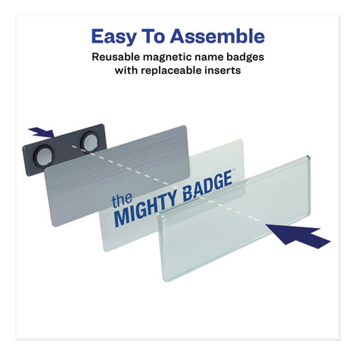The Mighty Badge Name Badge Holder Kit, Horizontal, 3 x 1, Laser