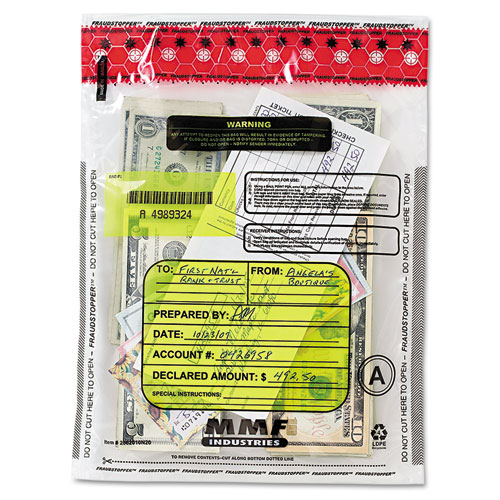 Tamper Evident Deposit/ Cash Bags, Plastic, 9 x 12, Clear, 100 Bags/ Box Office Products Plus