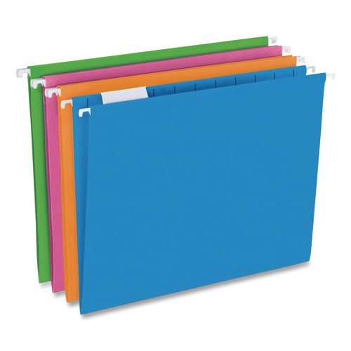 Glow Poly Hanging File Folders, Letter Size, 1/5Cut Tabs, Assorted