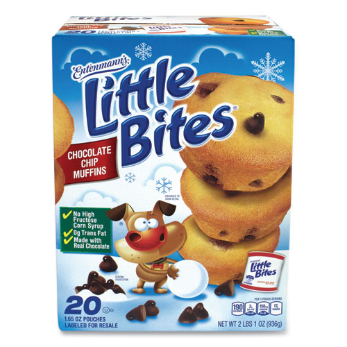 Little Bites Muffins, Chocolate Chip, 1.65 oz Pouch, 20 Pouches/ Carton