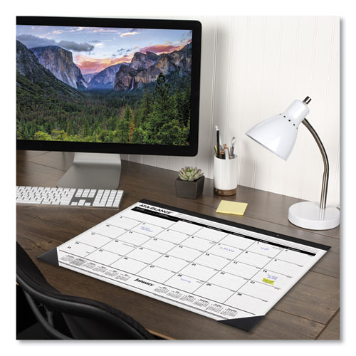 Ruled Desk Pad, 22 x 17, White Sheets, Black Binding, Black Corners, 12