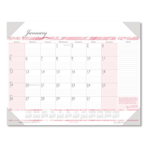 january 2023 wellness calendar House of Doolittle™ Recycled Monthly Desk Pad Calendar, Breast Cancer