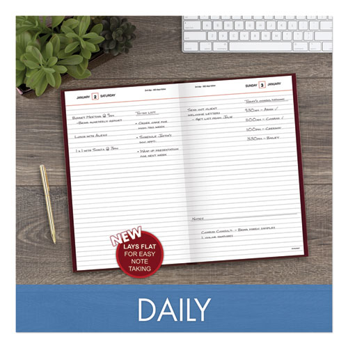 Standard Diary Daily Diary, 2024 Edition, Wide/Legal Rule, Red Cover, (200) 12 x 7.75 Sheets