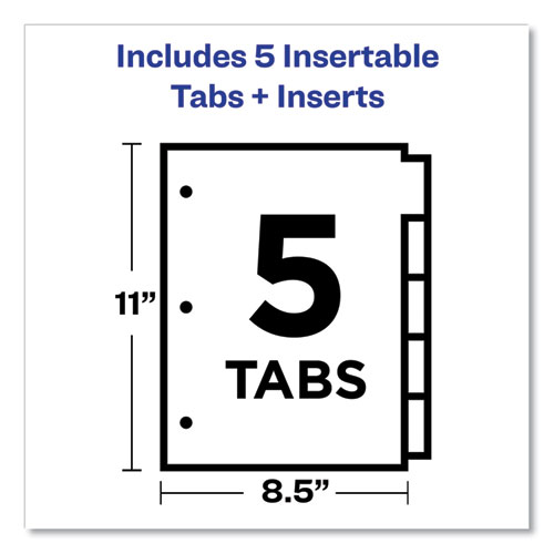 Great Value, Office Essentials™ Plastic Insertable Dividers, 5Tab, 11 X 8.5, Assorted Tabs, 1