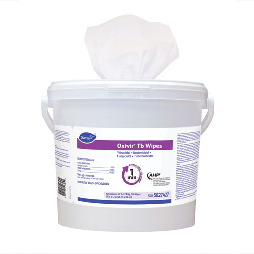 Diversey™ Oxivir TB Disinfectant Wipes, 11 x 12, White, 160/Bucket, 4