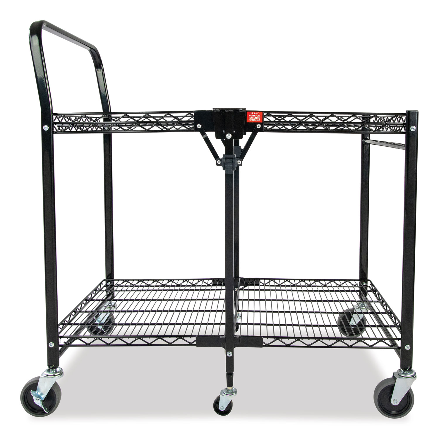 Stowaway Folding Carts, 2 Shelves, 35w X 37.25d X 22h, Black, 250 Lb