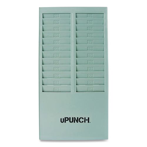 Upunch™ Time Card Rack, 24 Pockets, Gray by Workwell Technologies