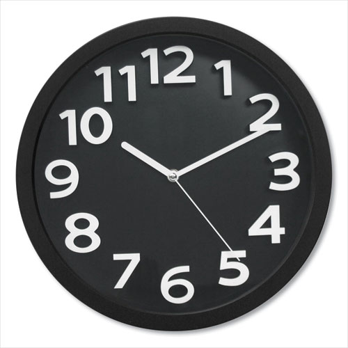 Wall Clock with Raised Numerals and Silent Sweep Dial, 13" Overall