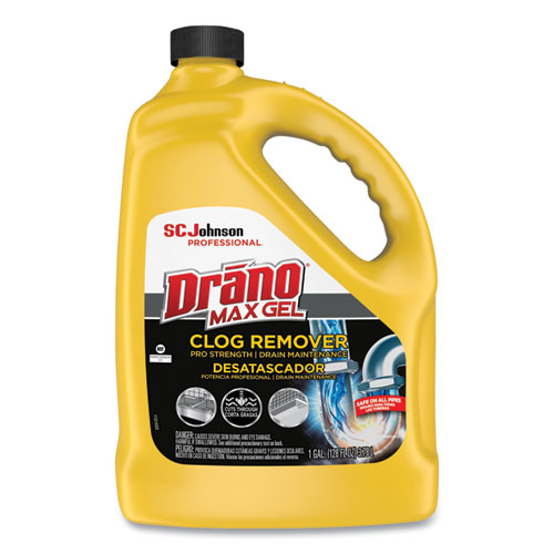 Drano® Max Gel Clog Remover, Bleach Scent, 128 oz Bottle, 4/Carton Baxter Chemical