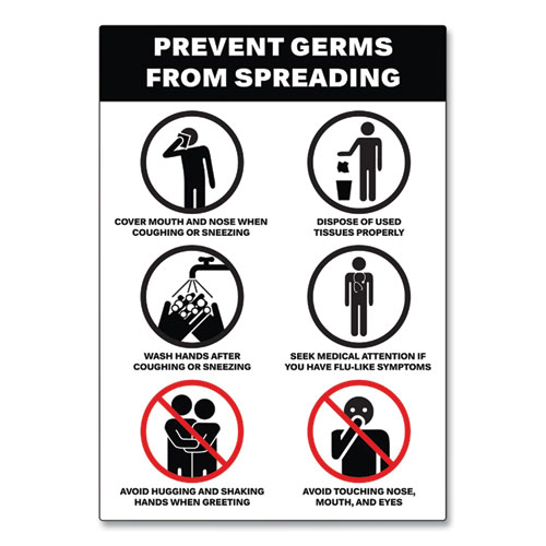 Preprinted Surface Safe Wall Decals, 7 x 10, Prevent Germs from