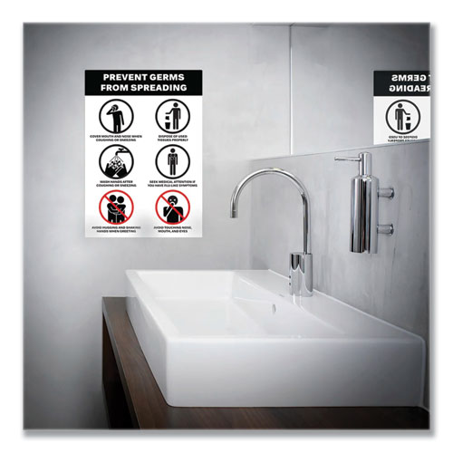 Preprinted Surface Safe Wall Decals, 7 x 10, Prevent Germs from