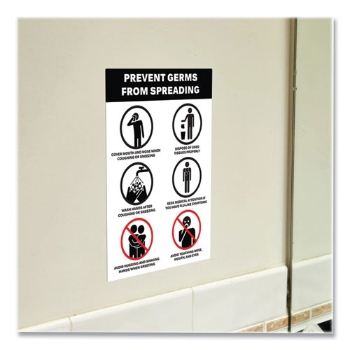 Preprinted Surface Safe Wall Decals, 7 x 10, Prevent Germs from