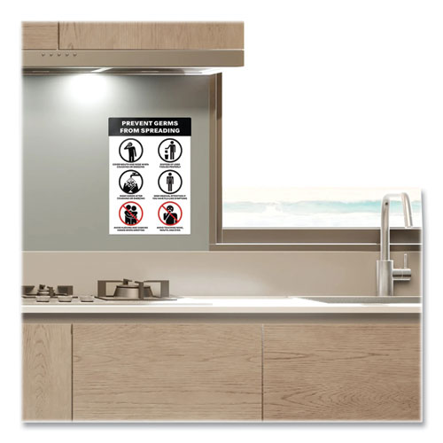 Preprinted Surface Safe Wall Decals, 7 x 10, Prevent Germs from