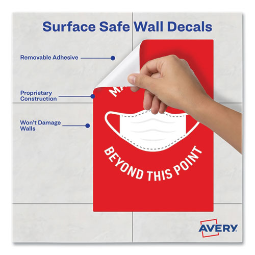 Preprinted Surface Safe Wall Decals, 7 x 10, Mask Required Beyond This