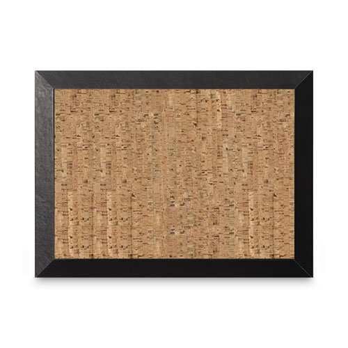 Natural Cork Bulletin Board, 36 x 24, Tan Surface, Black Wood Frame