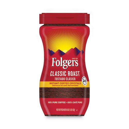 Folgers® Instant Coffee Crystals, Classic Roast, 16oz Jar Associated
