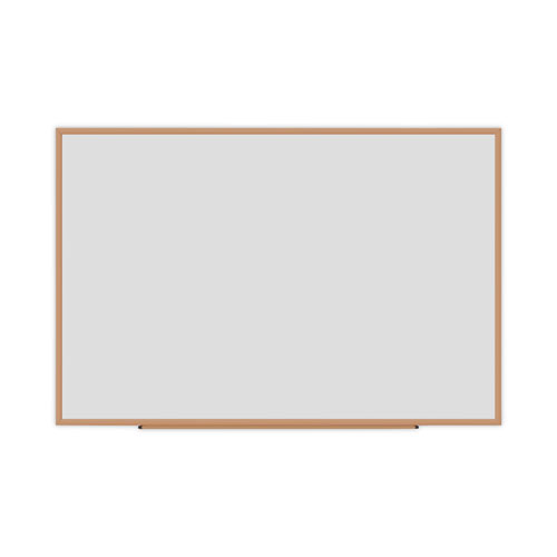 Deluxe Melamine Dry Erase Board, 72 x 48, Melamine White Surface, Oak