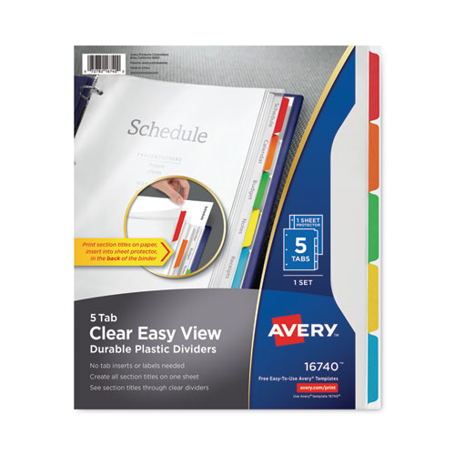 Great Value, Avery® Clear Easy View Plastic Dividers With Multicolored