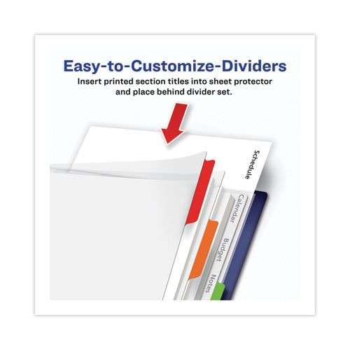 Clear Easy View Plastic Dividers with Multicolored Tabs and Sheet