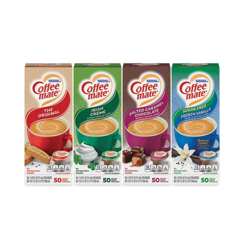 Liquid Coffee Creamer, Variety Pack, 0.37 oz Mini Cups, 200/Carton