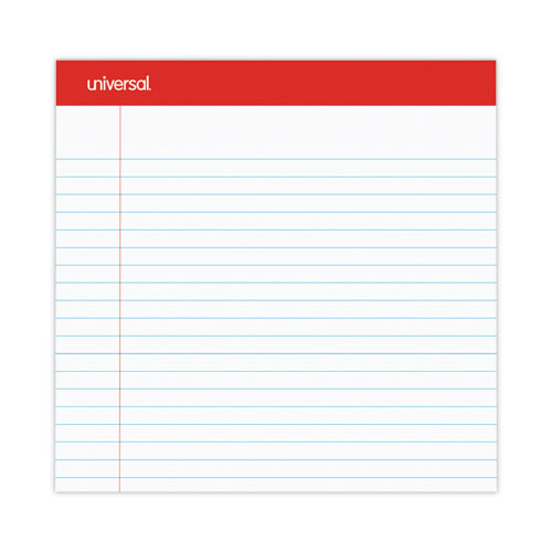 Perforated Ruled Writing Pads, Wide/ Legal Rule, Red Headband, 50 White