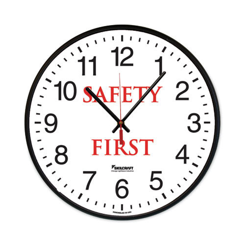 6645016986556 SKILCRAFT Safety Message Quartz Wall Clock, Safety First