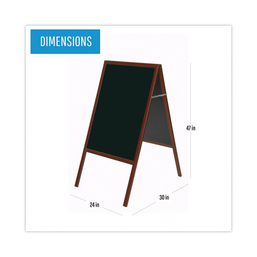 Wet Erase Board, 25 x 35, 45" Tall, Black Surface, Cherry Wood