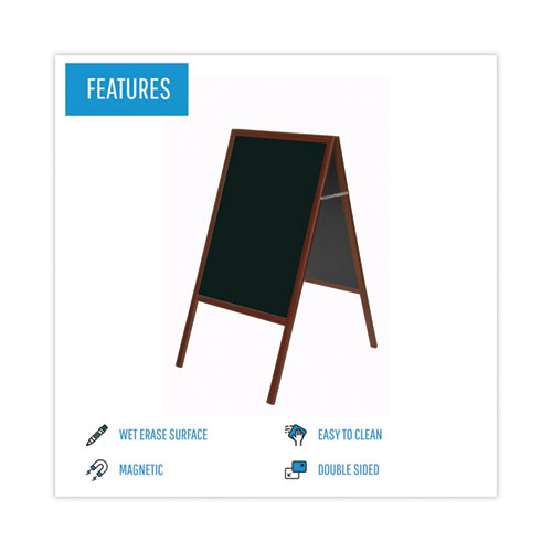 Wet Erase Board, 25 x 35, 45" Tall, Black Surface, Cherry Wood