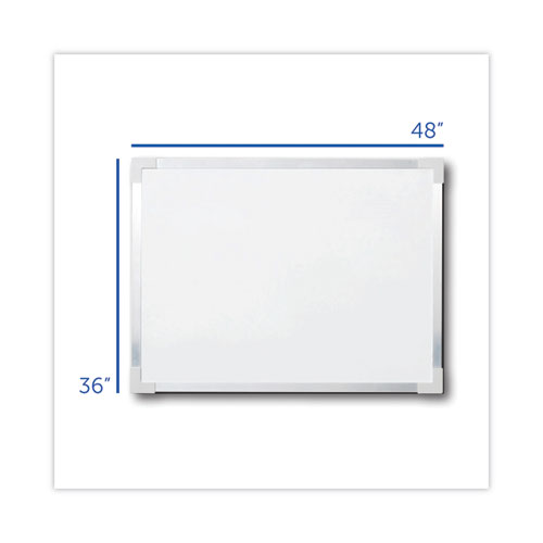 Framed Dry Erase Board, 48" x 36", White Surface, Satin Aluminum Frame