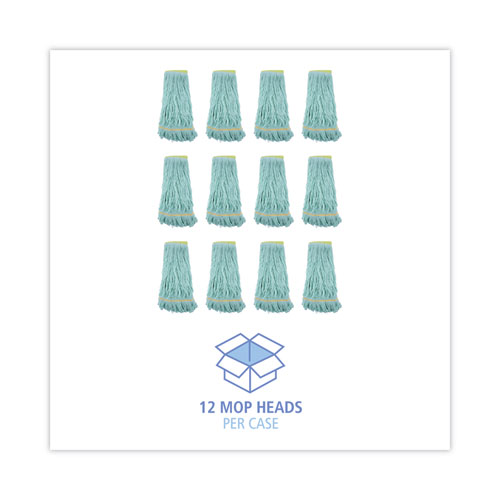 LoopedEnd Mop Head, Recycled Fibers, Extra Large Size, Green, 12/CT