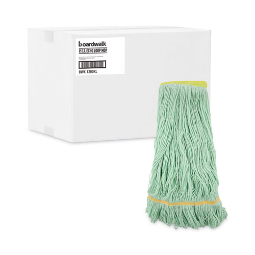 LoopedEnd Mop Head, Recycled Fibers, Extra Large Size, Green, 12/CT