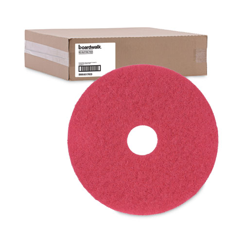 Buffing Floor Pads, 17" Diameter, Red, 5/Carton Louisiana Association