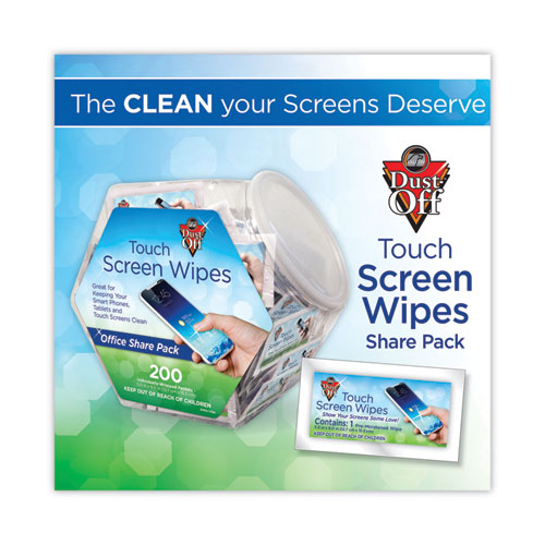 DustOff® Touch Screen Wipes, 5 x 6, Citrus, 200 Individual Foil