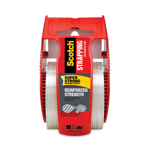 Reinforced Strength Shipping and Strapping Tape in Dispenser, 1.5" Core
