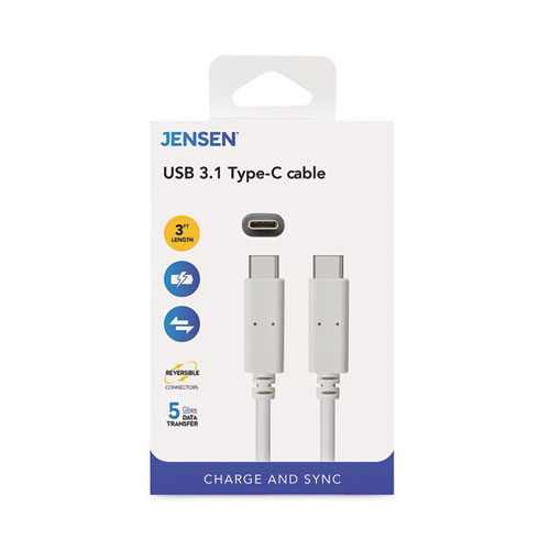 USB-C 3.1 Type-C, 5 Gbps, 3 ft, White - Zerbee