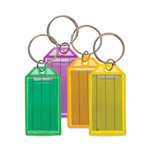 Key Tags, Metal/ Plastic, Green/ Orange/ Purple/ Yellow, 4/ Pack Key