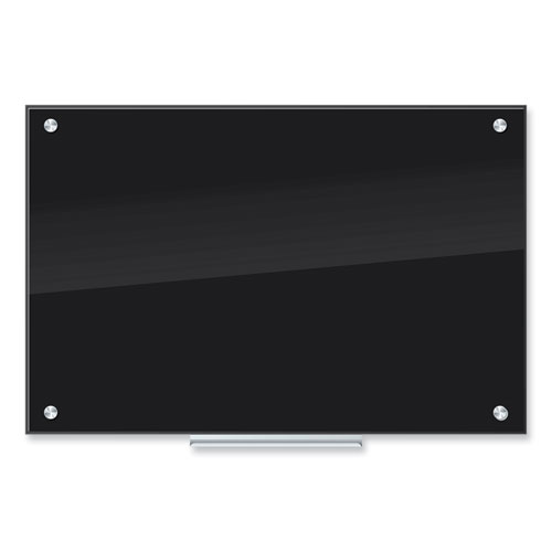 Black Glass Dry Erase Board, 35 x 23, Black Surface