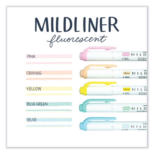 Mildliner Double Ended Highlighter, Assorted Ink Colors, BoldChisel/FineBullet Tips, Assorted